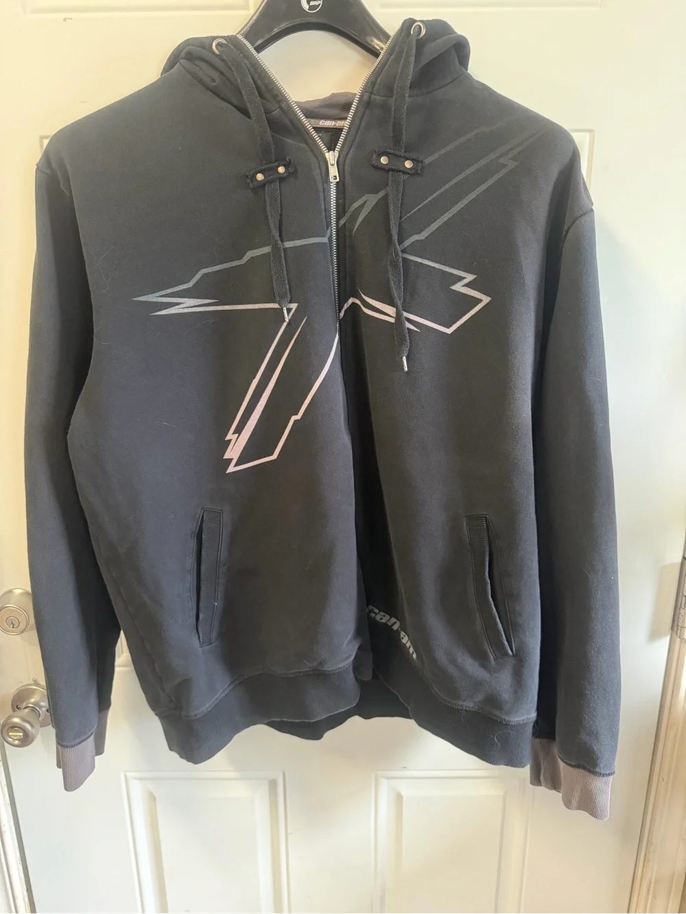 Men's Black Zip Hoodie with Graphic Logo